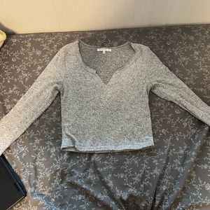 Antistar Grey Long sleeve V cut neck